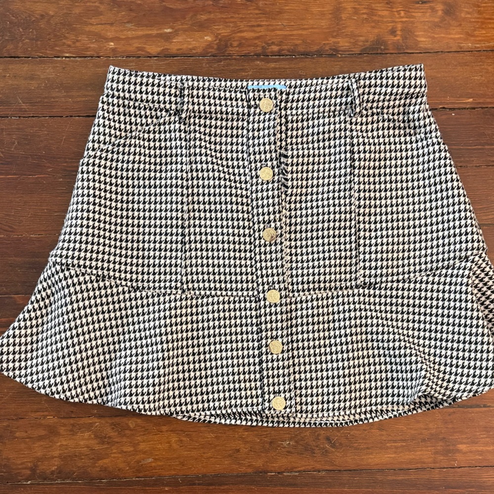 Draper James black white houndstooth skater skirt size 14 - Picture 3 of 7